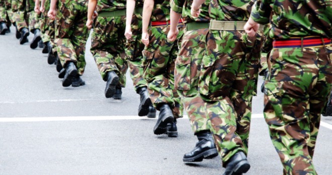 Soldiers marching